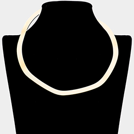 Flat Wavy Metal Open Choker Necklace