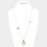 Flower petal Pendant Metal Long Necklace