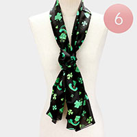 6PCS - Silk Feel Satin Striped St. Patrick's Day Clover scarf