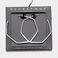Secret Box _ Sterling Silver Dipped Metal Angled Hoop Earrings