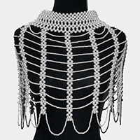 Oversized Draped Pearl Armor  Necklace