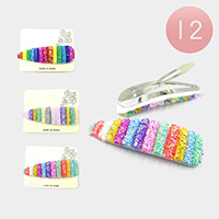 12PCS - Colorful Rainbow Glitter Flake Snap Clips