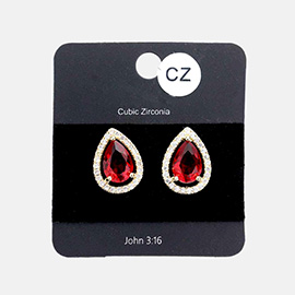 Cubic Zirconia Teardrop Crystal Stud Evening Earrings