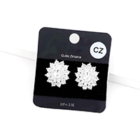 Cubic Zirconia Floral Crystal Stud Evening Earrings  