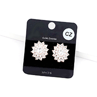 Cubic Zirconia Floral Crystal Stud Evening Earrings  