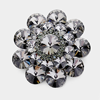 Round Crystal Flower Pin Brooch