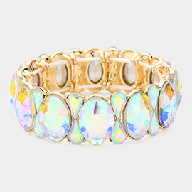 Oval Pear Crystal Stretch Evening Bracelet