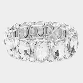 Oval Pear Crystal Stretch Evening Bracelet