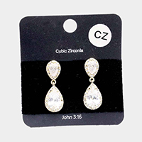 Cubic Zirconia Crystal Dangle Evening Earrings   