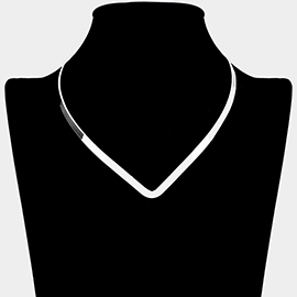 V Shaped Metal Open Choker Necklace