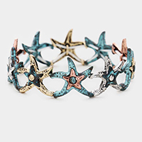 Hammered Metal Starfish Stretch Bracelet