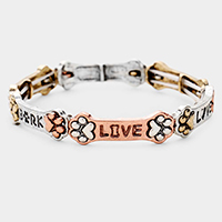 Live Love Bark Paw Burnished	Metal Stretch Bracelet