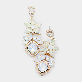 Floral Crystal Rhinestone Evening Drop Earrings