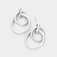 Open Circle Matte Metals Knot Dangle Earrings 