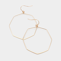 Brass Metal Octagon Earrings