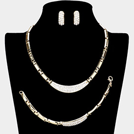 3PCS - Crystal Rhinestone Necklace Jewelry Set