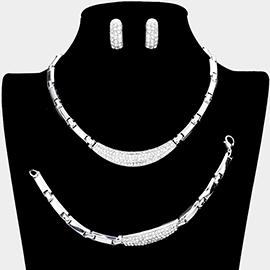 3PCS - Crystal Rhinestone Necklace Jewelry Set