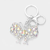 Marquise Round Crystal Butterfly Keychain