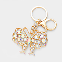 Marquise Round Crystal Butterfly Keychain