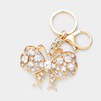 Marquise Round Crystal Butterfly Keychain 