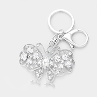 Marquise Round Crystal Butterfly Keychain 