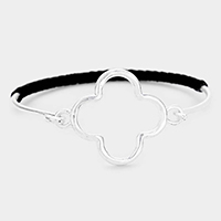 Metal Clover Suede Hook Bracelet