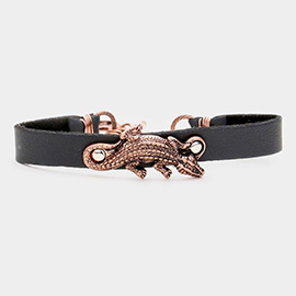 Crocodile Faux Leather Toggle Bracelet