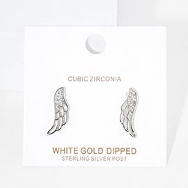 White Gold Dipped CZ Embellished  Angel Wing Ear Crawlers