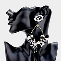Floral Sequin Beaded Tassel Earrings 
