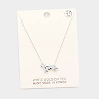 White Gold Dipped Dachshund Dog Pendant Necklace 