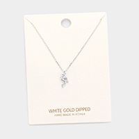White Gold Dipped Flamingo Pendant Necklace