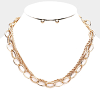 
Metal Chain Link Layered Collar Necklace 