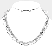 
Metal Chain Link Layered Collar Necklace 