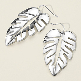 Tropical Leaf Cut Out Metal Earrings