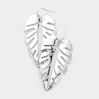 Tropical Leaf Cut Out Metal Earrings 

