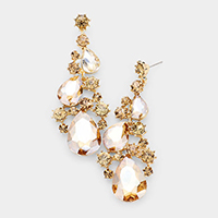 Pear Crystal Rhinestone Vine Evening Earrings
