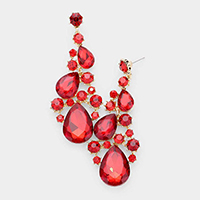 Pear Crystal Rhinestone Vine Evening Earrings