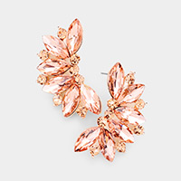 Marquise Crystal Floral Rhinestone Evening Earrings 