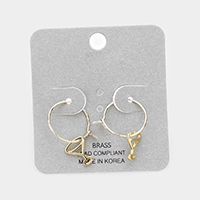 Brass Metal Cocktail Dangle Hoop Earrings 