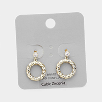 
Brass Metal CZ Twist Open Circle Dangle Earrings 