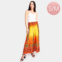 Greek Print Slit Wide Leg Palazzo Pants