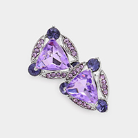 Crystal Rhinestone Trim Evening Stud Earrings