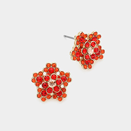 Rhinestone Flower Stud Earrings