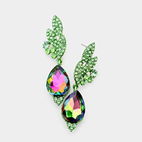 Teardrop Crystal Rhinestone Pave Dangle Evening Earrings 