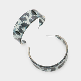 Leopard Pattern Celluloid Acetate Hoop Earrings