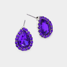 Teardrop Stone Evening Stud Earrings