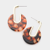 Metal Oval Celluloid Acetate Cut Out Round Earrings