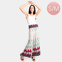 Peacock Feather Print Slit Wide Leg Palazzo Pants