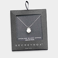 Secret Box _ Sterling Silver Dipped Genuine Pearl Pendant Necklace
