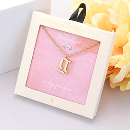Secret Box -G- Monogram Metal Pendant Necklace